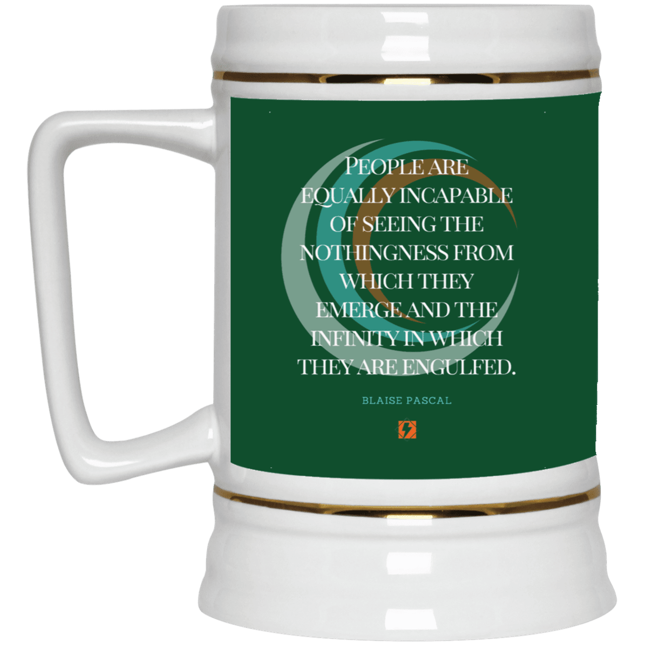 Ceramic Beer Stein Mug with inspiring Pascal quote: BP107 - One cannot square up nothingness and infinity - Color: Forest