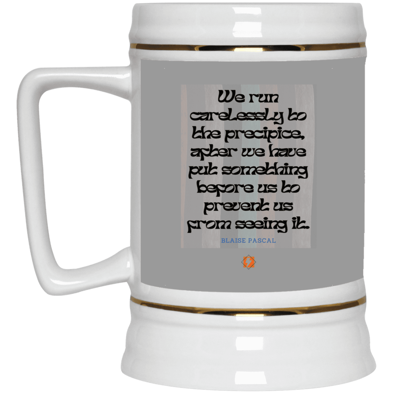 Ceramic Beer Stein Mug with inspiring Pascal quote: BP117 - Making assumptions carry risks - Color: Gray