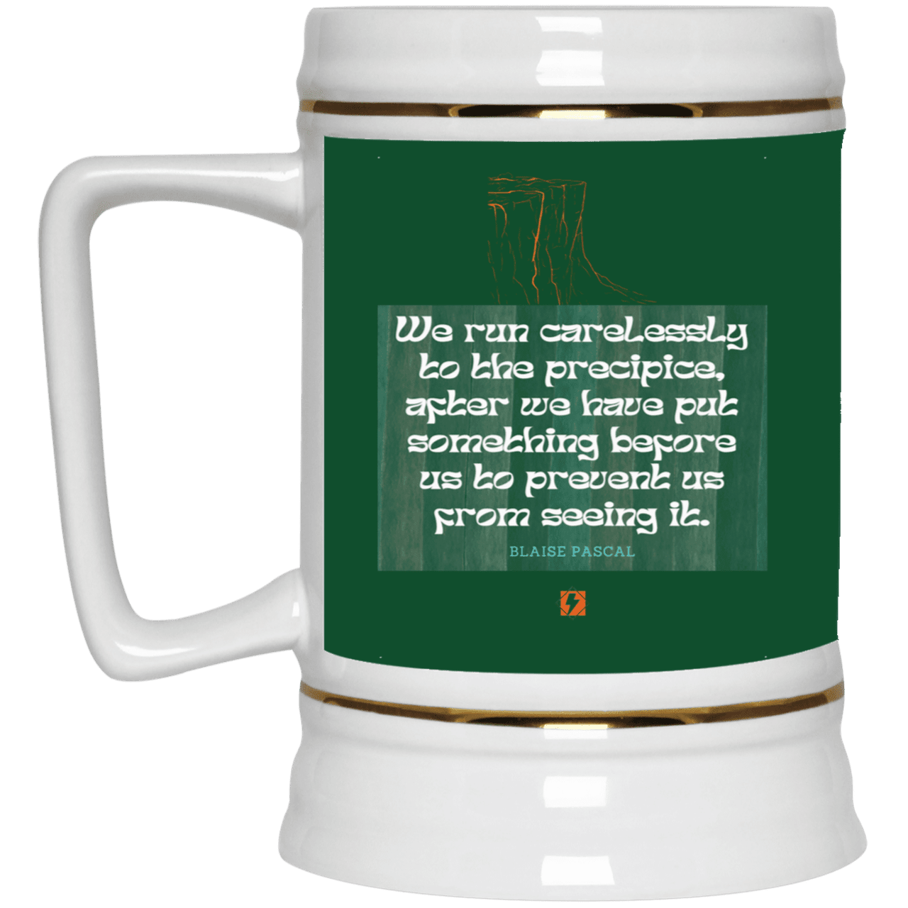 Ceramic Beer Stein Mug with inspiring Pascal quote: BP117 - Making assumptions carry risks - Color: Forest