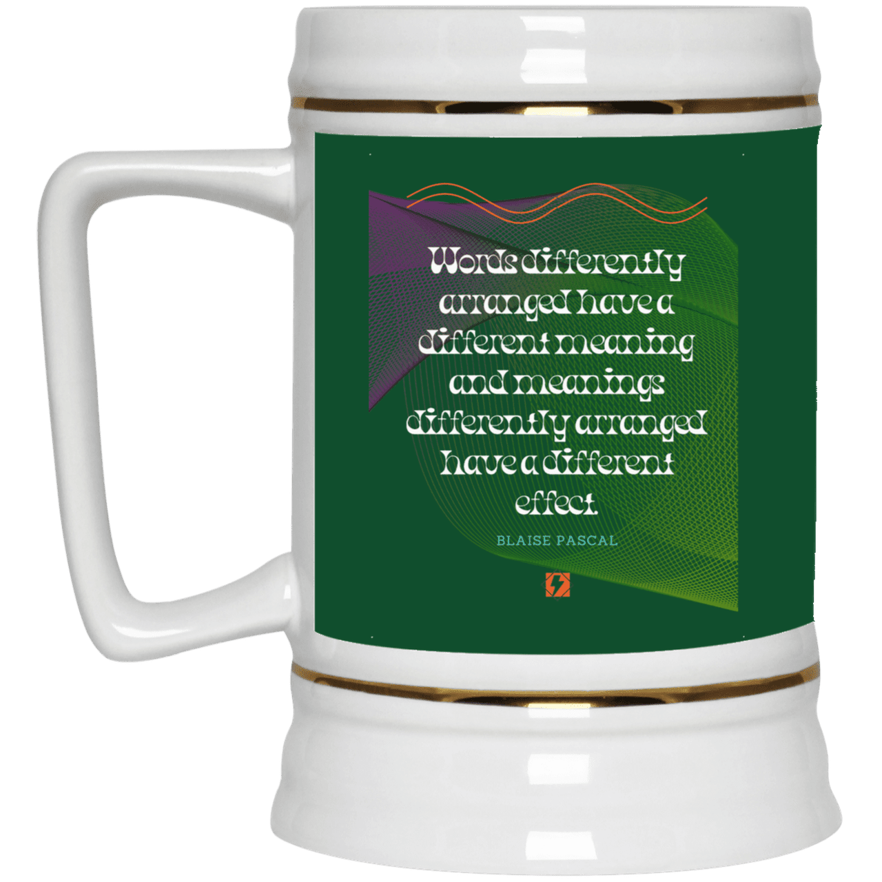 Ceramic Beer Stein Mug with inspiring Pascal quote: BP119 - Be careful with words - Color: Forest