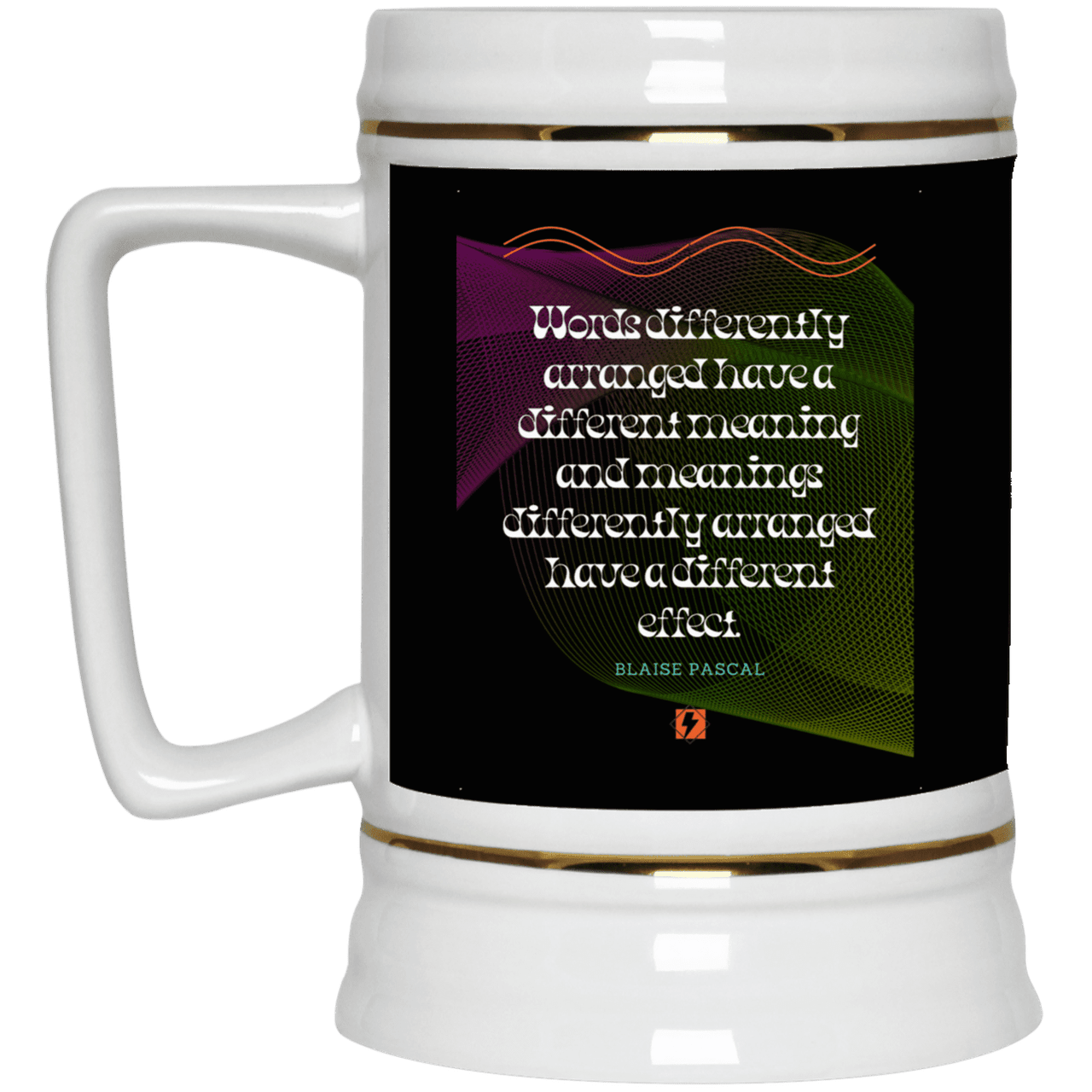 Ceramic Beer Stein Mug with inspiring Pascal quote: BP119 - Be careful with words - Color: Black