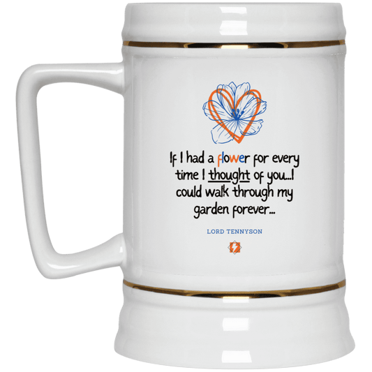 Ceramic Beer Stein Mug with inspiring Tennyson quote: LT104 - Thinking of you - Color: Plain White