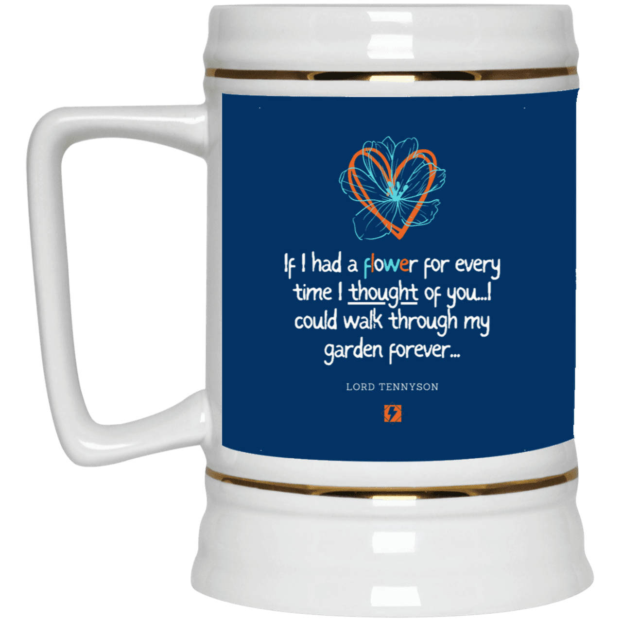 Ceramic Beer Stein Mug with inspiring Tennyson quote: LT104 - Thinking of you - Color: Royal