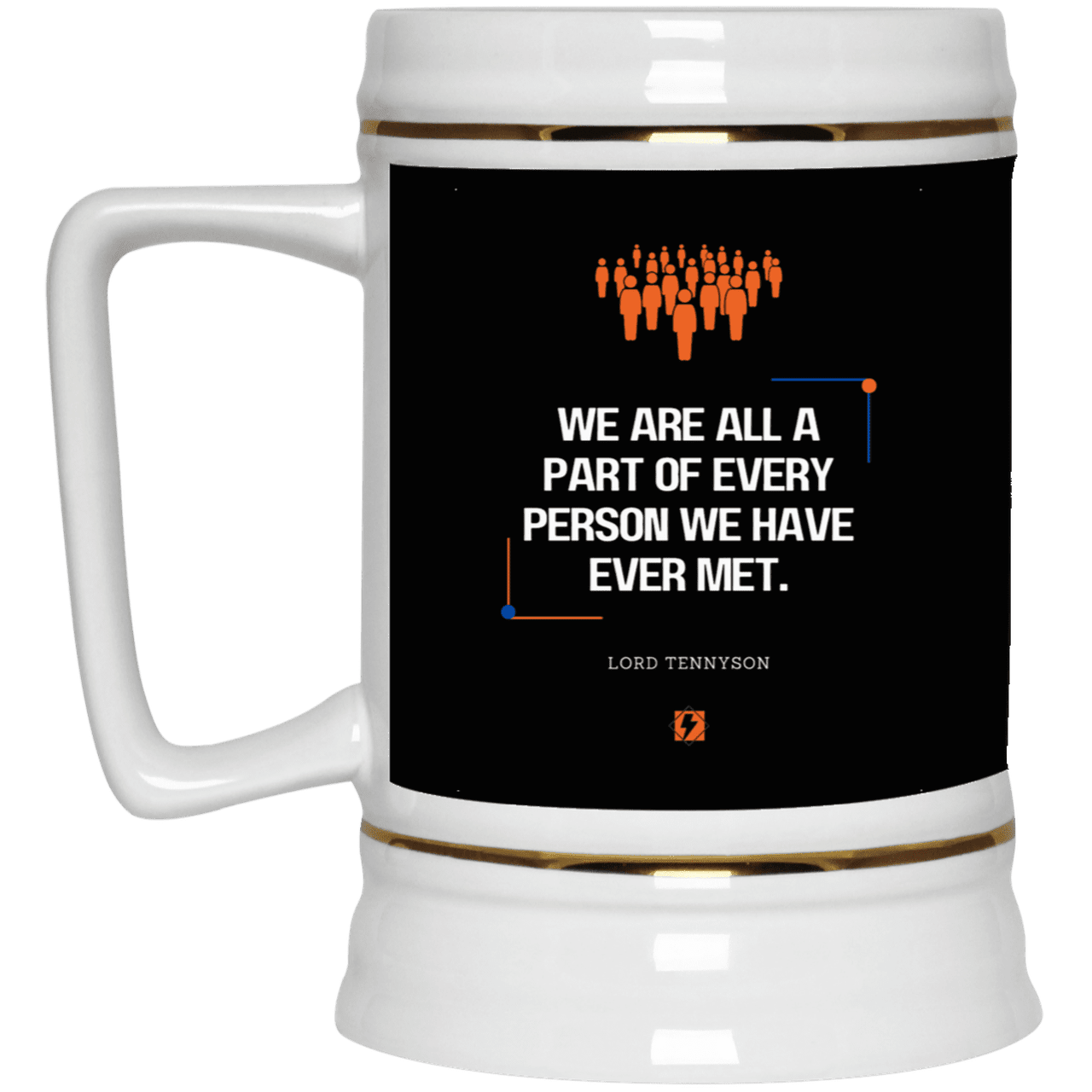 Ceramic Beer Stein Mug with inspiring Tennyson quote: LT118 - People theory - have you got a piece of me - Color: Black White