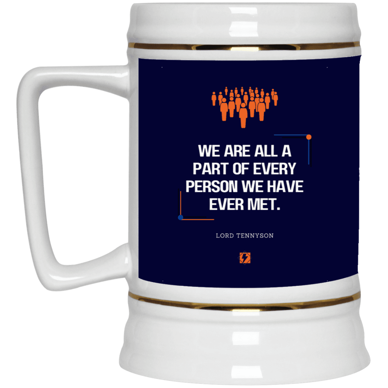 Ceramic Beer Stein Mug with inspiring Tennyson quote: LT118 - People theory - have you got a piece of me - Color: Navy