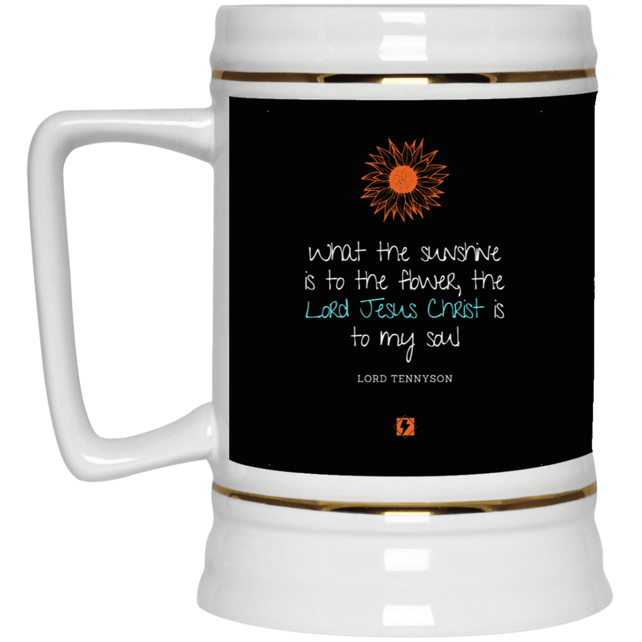 Ceramic Beer Stein Mug with inspiring Tennyson quote: LT119 - A personal confession by Lord Tennyson - Color: Black White