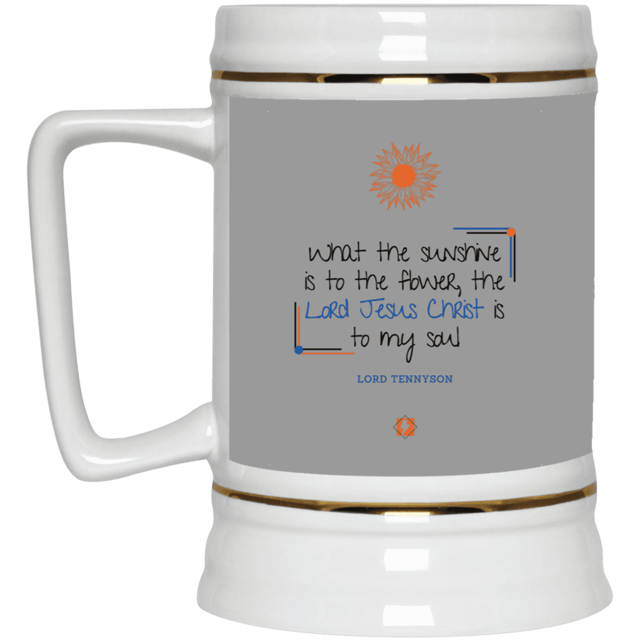 Ceramic Beer Stein Mug with inspiring Tennyson quote: LT119 - A personal confession by Lord Tennyson - Color: Gray