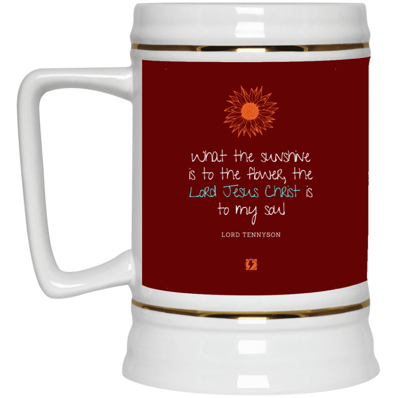 Ceramic Beer Stein Mug with inspiring Tennyson quote: LT119 - A personal confession by Lord Tennyson - Color: Maroon