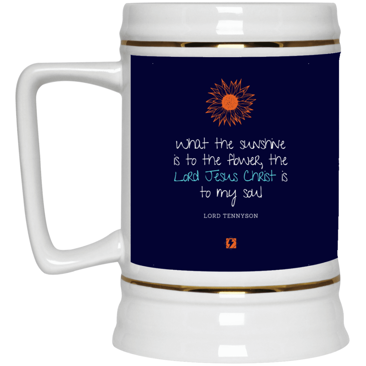 Ceramic Beer Stein Mug with inspiring Tennyson quote: LT119 - A personal confession by Lord Tennyson - Color: Navy