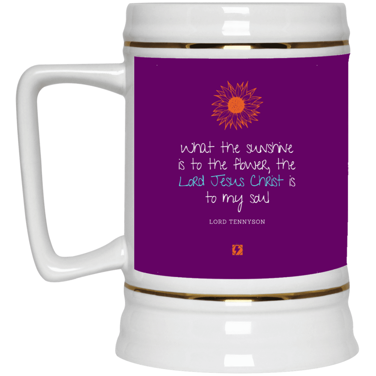 Ceramic Beer Stein Mug with inspiring Tennyson quote: LT119 - A personal confession by Lord Tennyson - Color: Purple