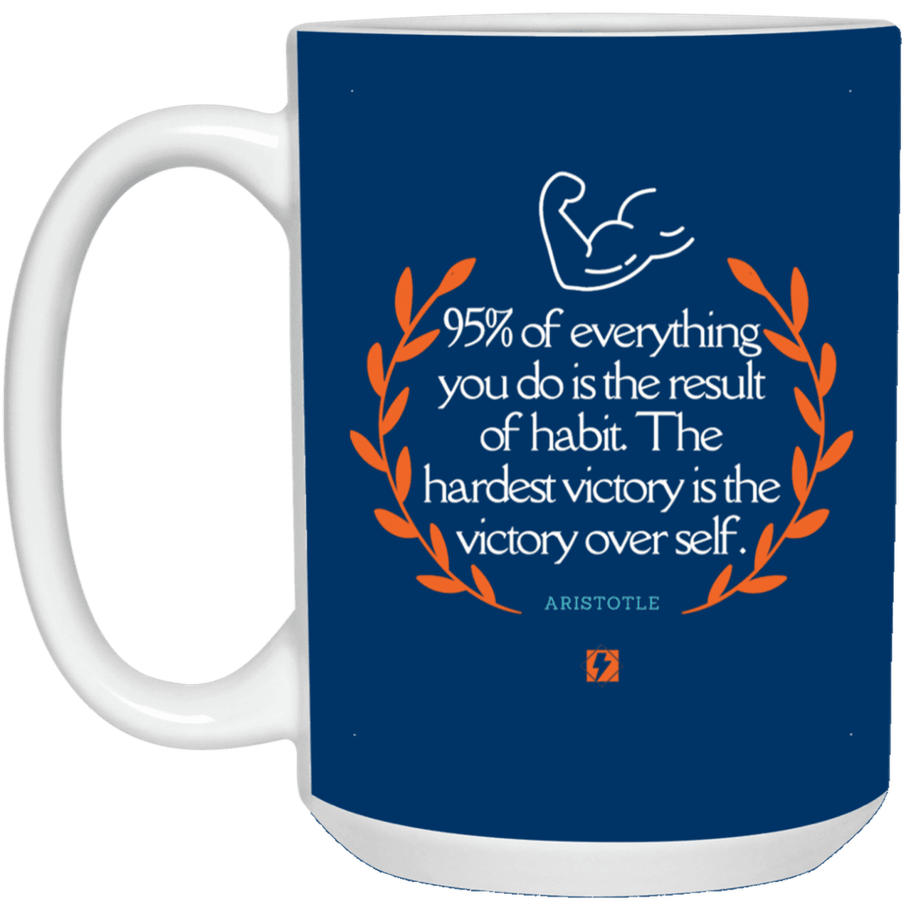 Ceramic Large Mug 15oz with inspiring Aristotle quote: A101 - Habits lead to victory - Color: Royal