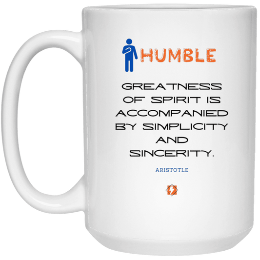 Ceramic Large Mug 15oz with inspiring Aristotle quote: A111 - Staying humble elevates greatness - Color: Plain White