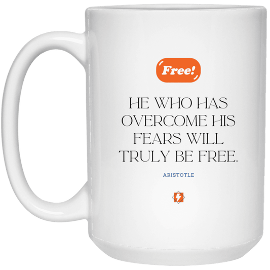 Ceramic Large Mug 15oz with inspiring Aristotle quote: A114 - True freedom is fearlessness - Color: Plain White