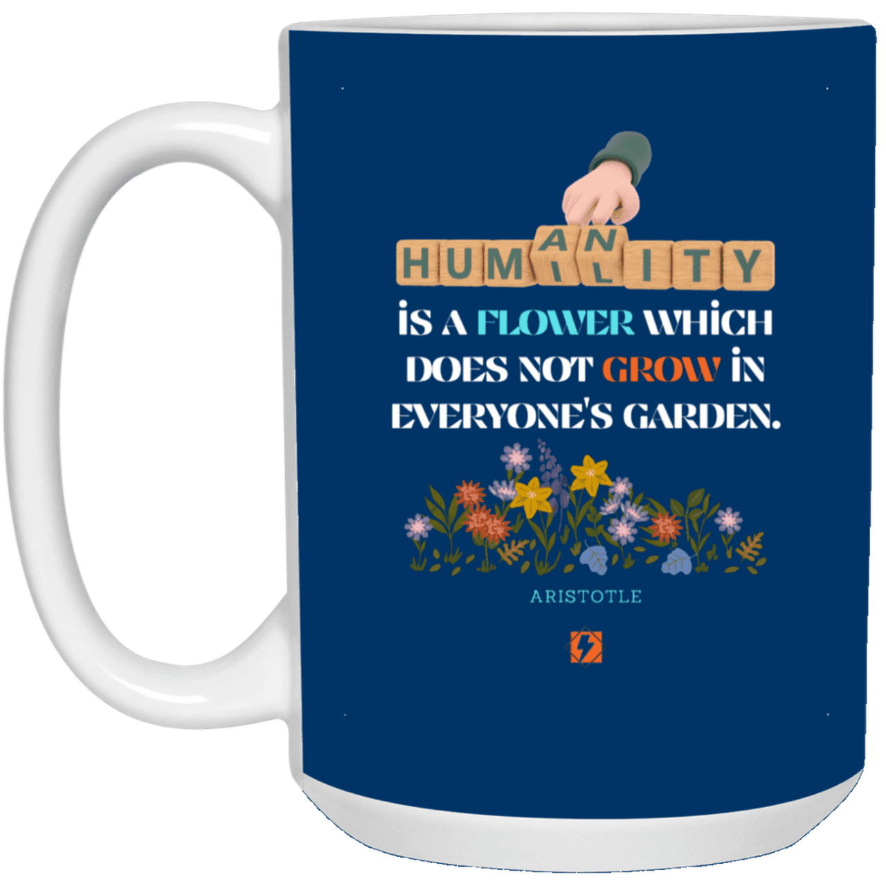 Ceramic Large Mug 15oz with inspiring Aristotle quote: A115 - Humility is not in everyone - Color: Royal