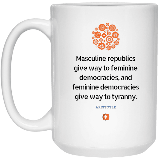 Ceramic Large Mug 15oz with inspiring Aristotle quote: A121 - Republic to Democracy to Tyranny - Color: Plain White