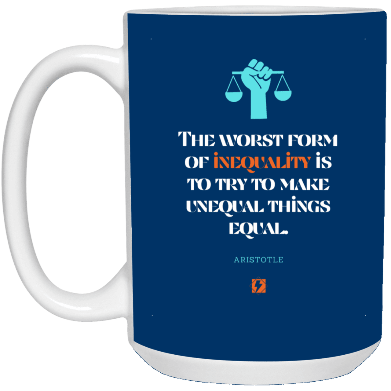 Ceramic Large Mug 15oz with inspiring Aristotle quote: A128 - Communism is worse than inequality - Color: Royal