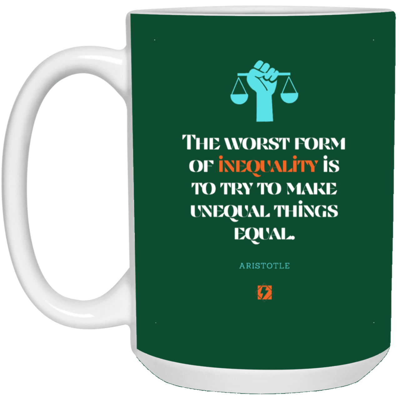 Ceramic Large Mug 15oz with inspiring Aristotle quote: A128 - Communism is worse than inequality - Color: Forest