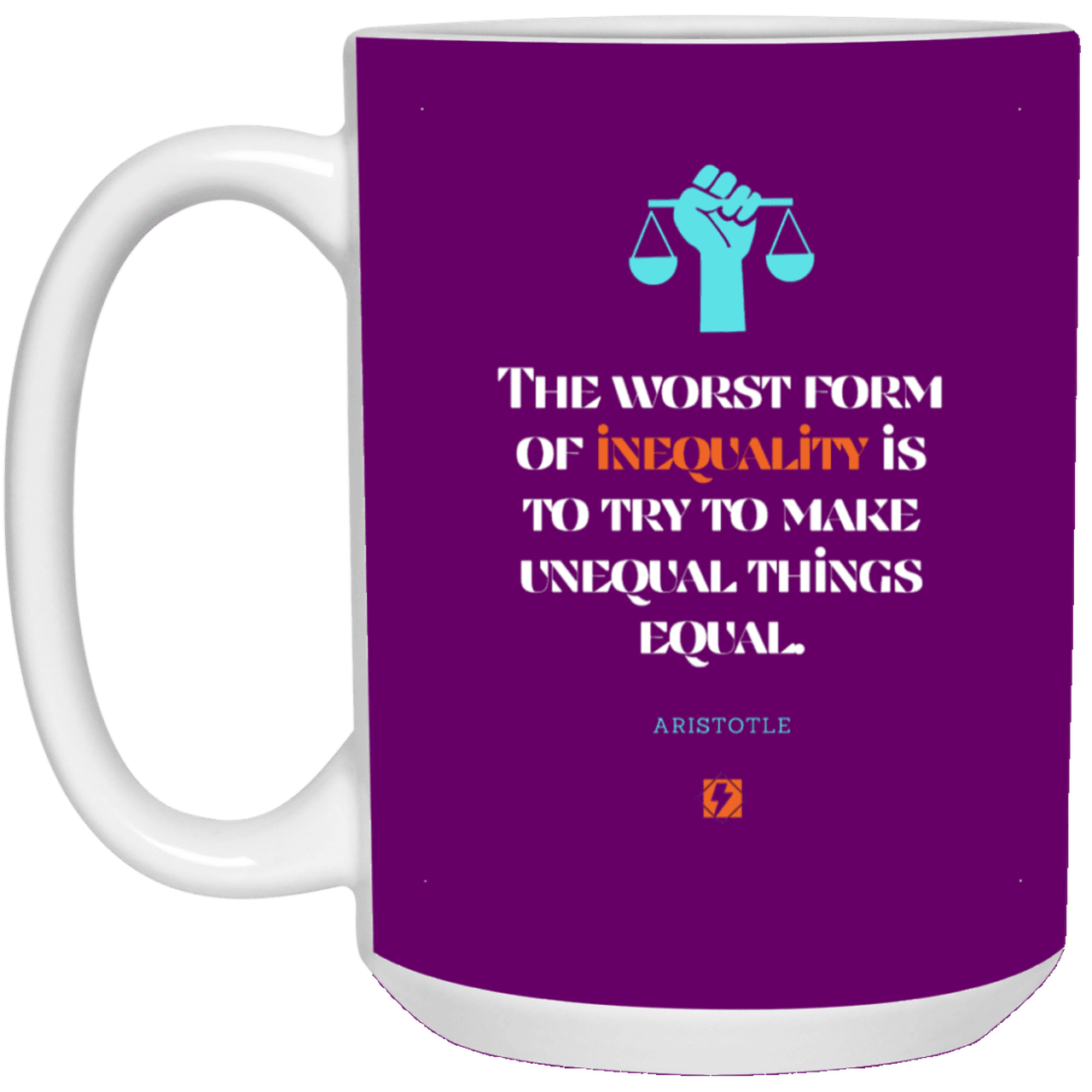 Ceramic Large Mug 15oz with inspiring Aristotle quote: A128 - Communism is worse than inequality - Color: Purple