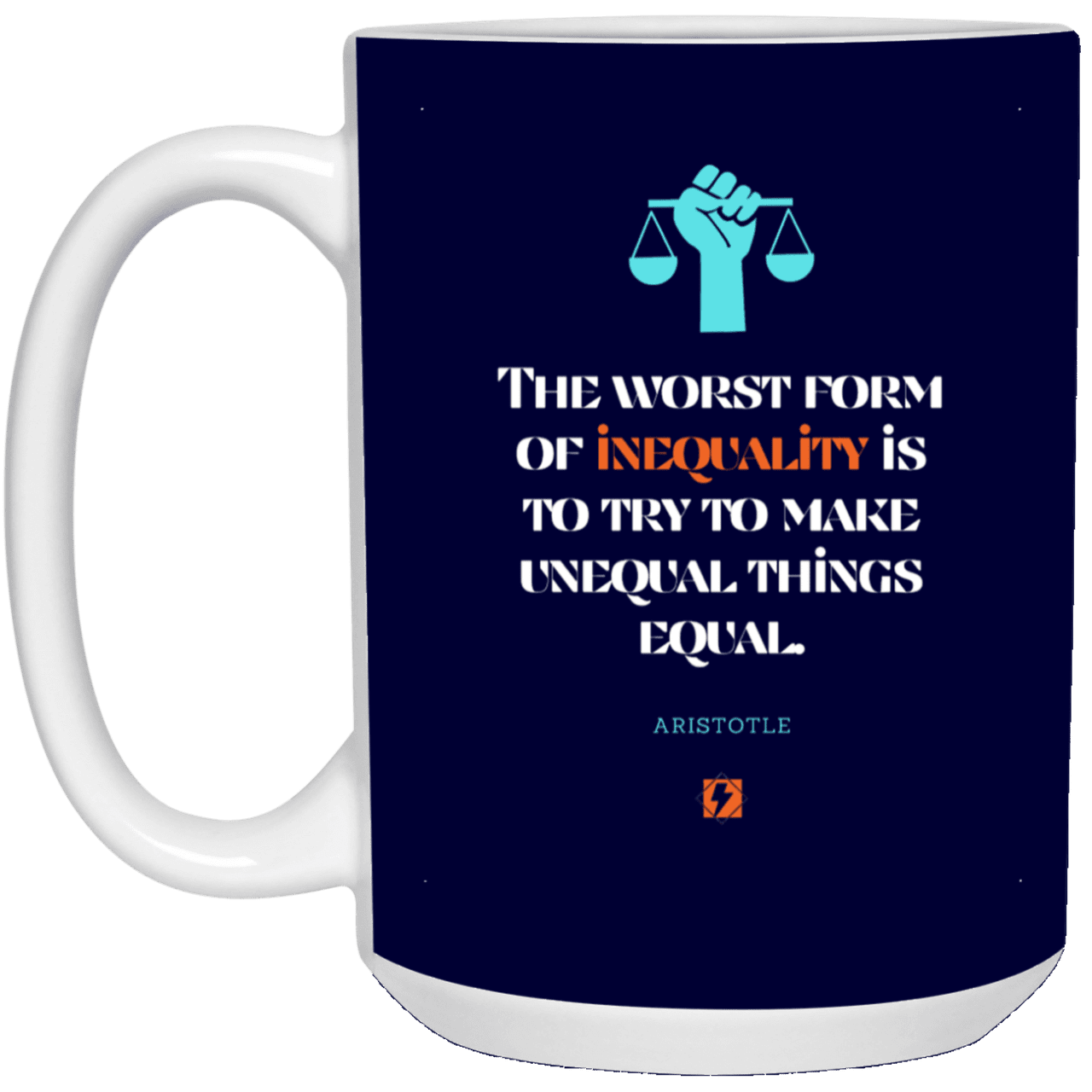 Ceramic Large Mug 15oz with inspiring Aristotle quote: A128 - Communism is worse than inequality - Color: Navy