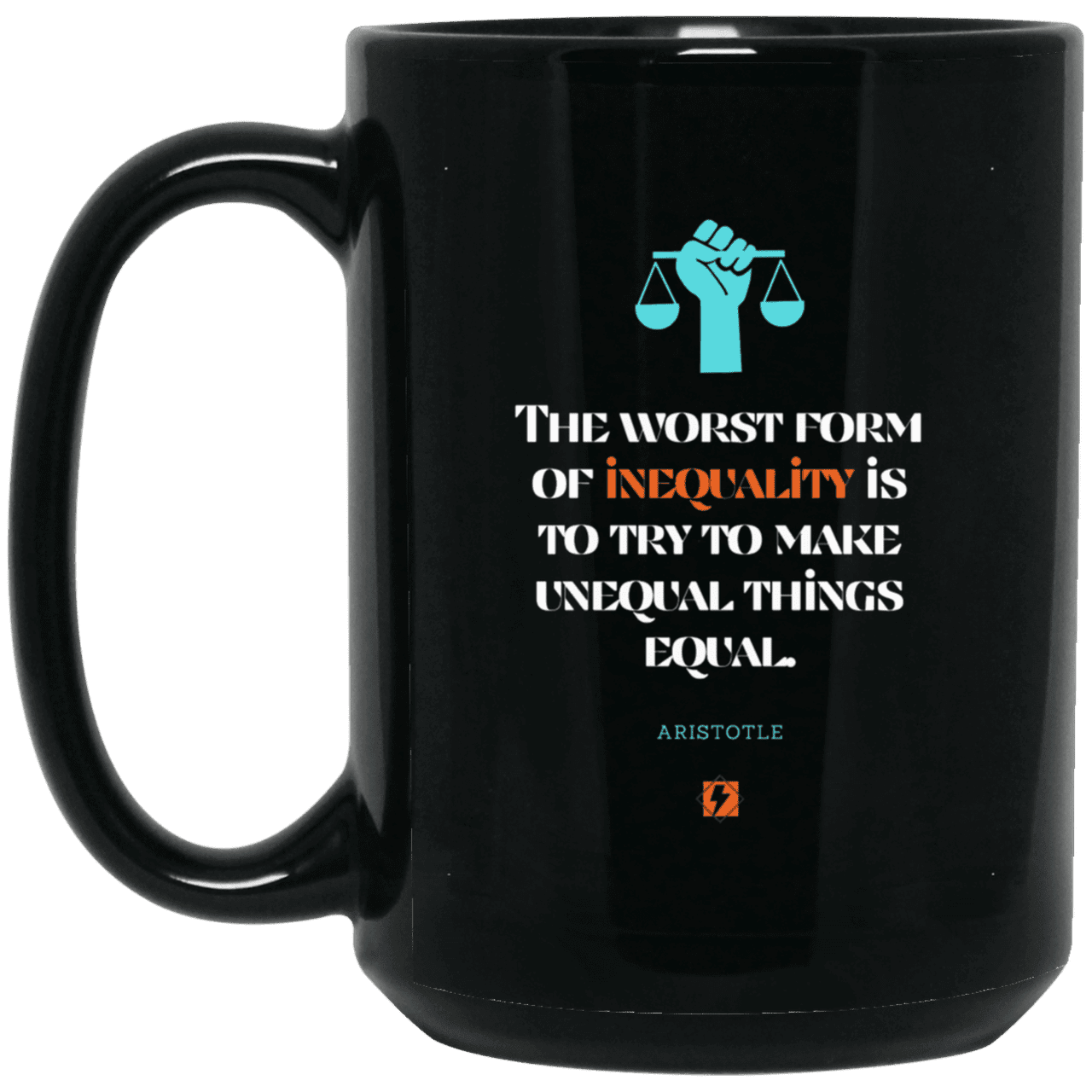 Ceramic Large Mug 15oz with inspiring Aristotle quote: A128 - Communism is worse than inequality - Color: Plain Black