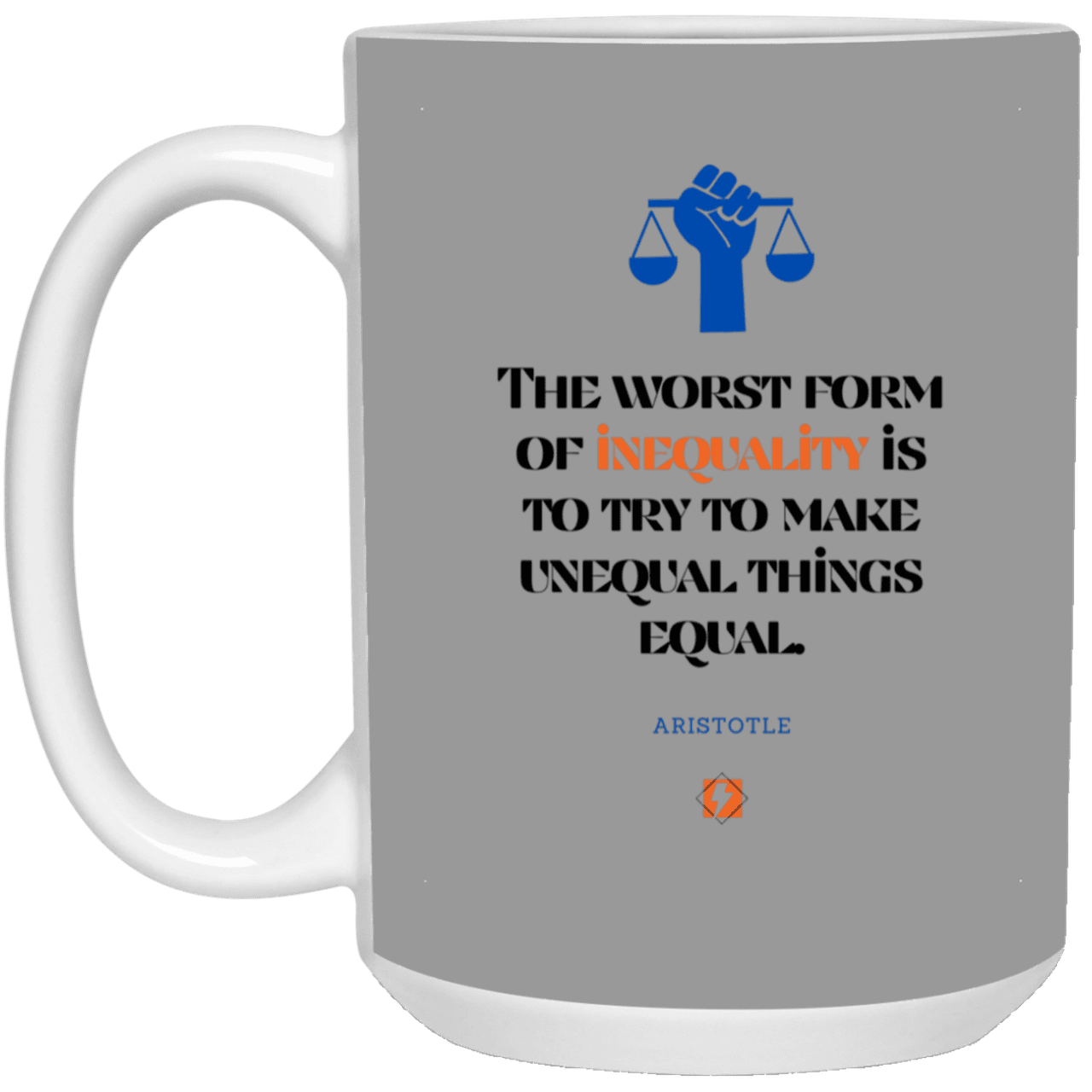 Ceramic Large Mug 15oz with inspiring Aristotle quote: A128 - Communism is worse than inequality - Color: Gray