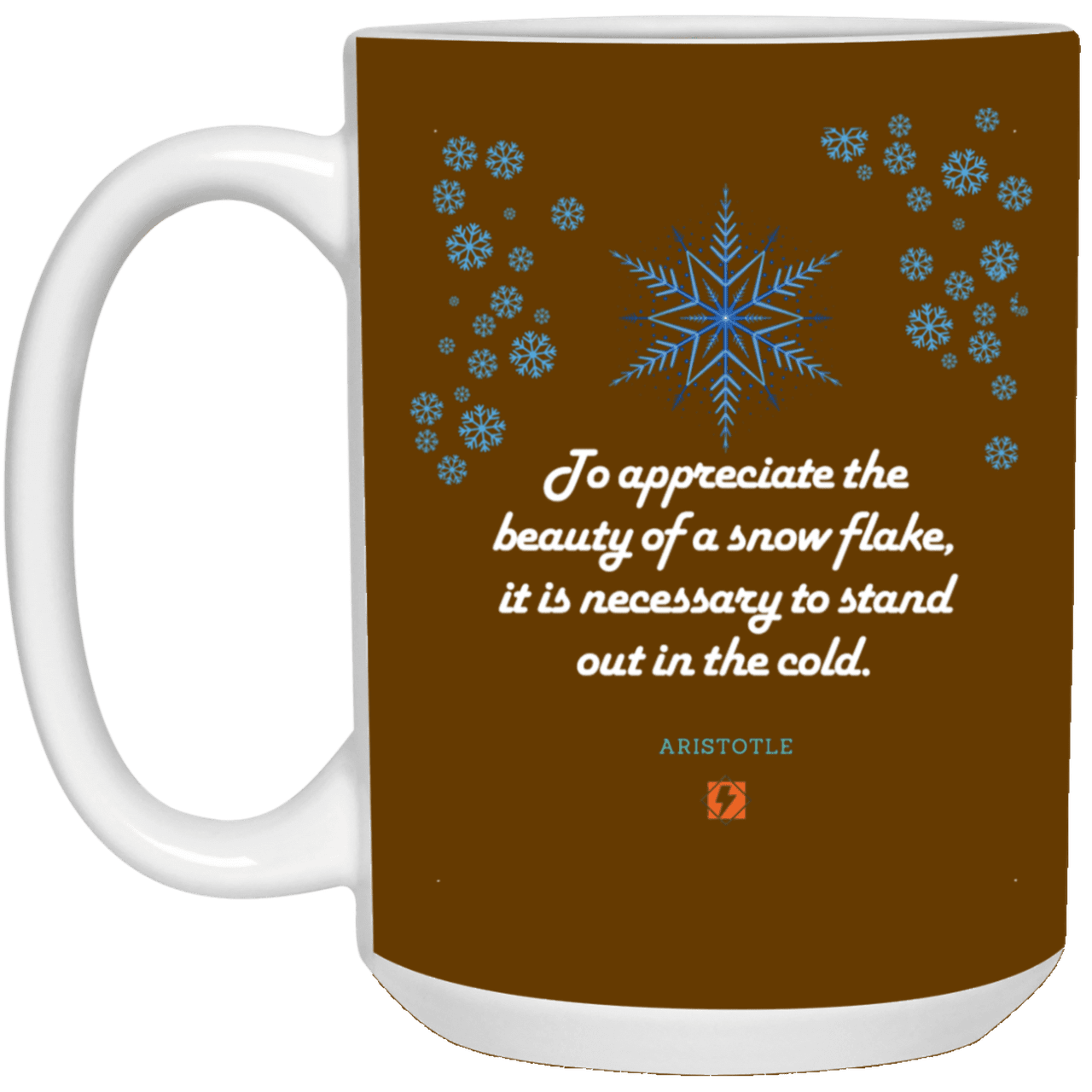 Ceramic Large Mug 15oz with inspiring Aristotle quote: A130 - Appreciation requires interaction - Color: Brown