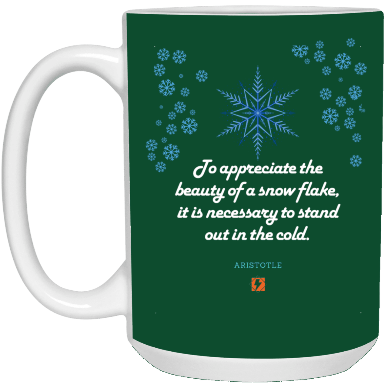 Ceramic Large Mug 15oz with inspiring Aristotle quote: A130 - Appreciation requires interaction - Color: Forest