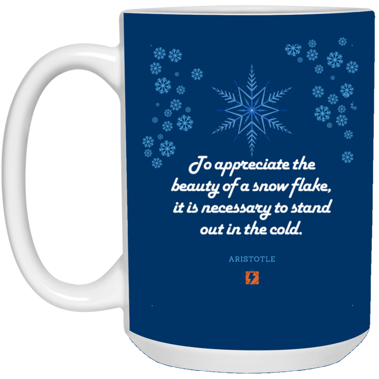 Ceramic Large Mug 15oz with inspiring Aristotle quote: A130 - Appreciation requires interaction - Color: Royal