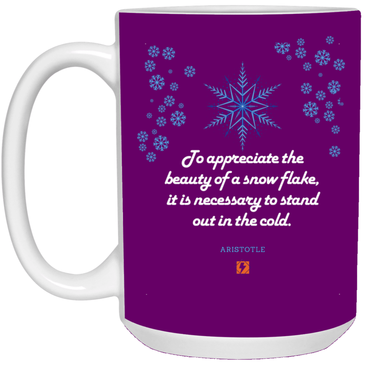 Ceramic Large Mug 15oz with inspiring Aristotle quote: A130 - Appreciation requires interaction - Color: Purple