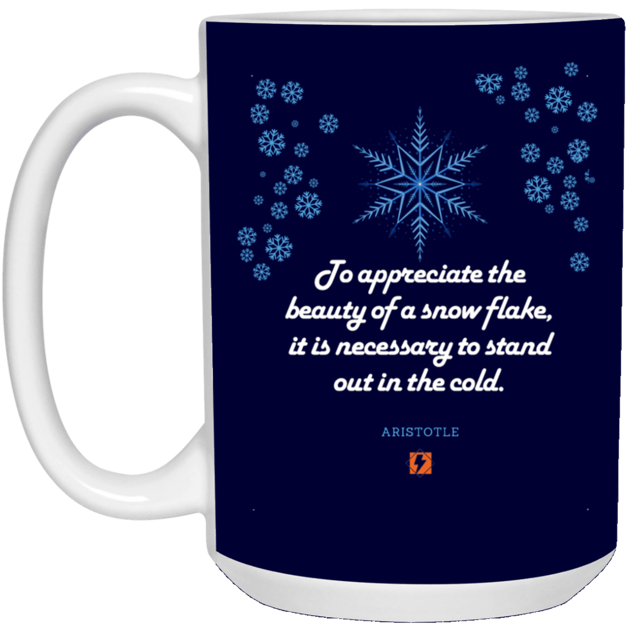 Ceramic Large Mug 15oz with inspiring Aristotle quote: A130 - Appreciation requires interaction - Color: Navy