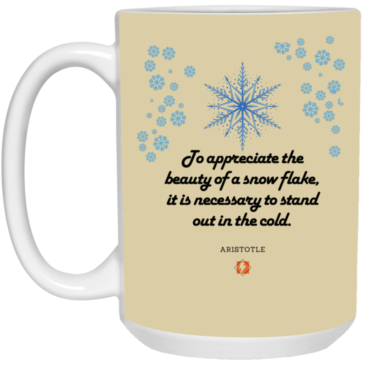 Ceramic Large Mug 15oz with inspiring Aristotle quote: A130 - Appreciation requires interaction - Color: Tan