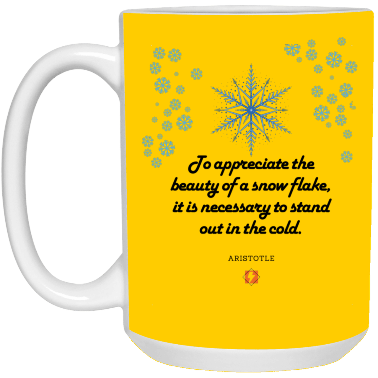 Ceramic Large Mug 15oz with inspiring Aristotle quote: A130 - Appreciation requires interaction - Color: Athletic Gold