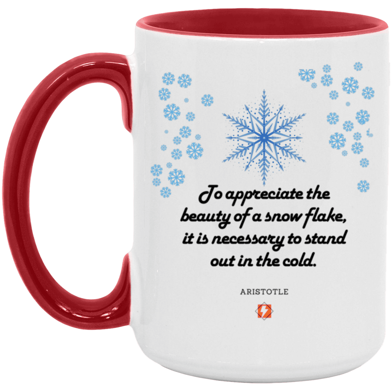 Ceramic Large Mug 15oz with inspiring Aristotle quote: A130 - Appreciation requires interaction - Color: White/Red