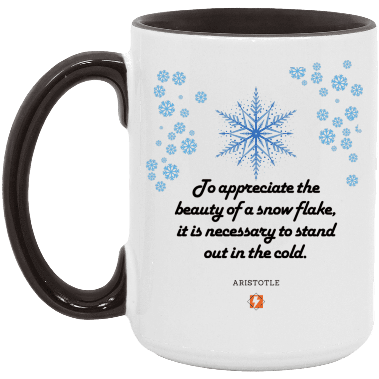 Ceramic Large Mug 15oz with inspiring Aristotle quote: A130 - Appreciation requires interaction - Color: White/Black