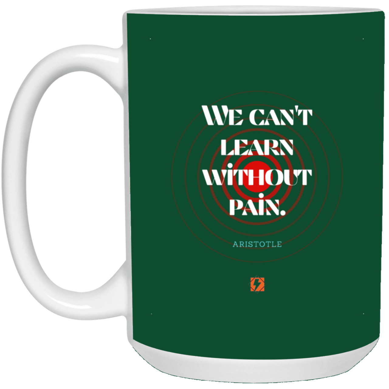 Ceramic Large Mug 15oz with inspiring Aristotle quote: A131 - Learning comes with pain - Color: Royal