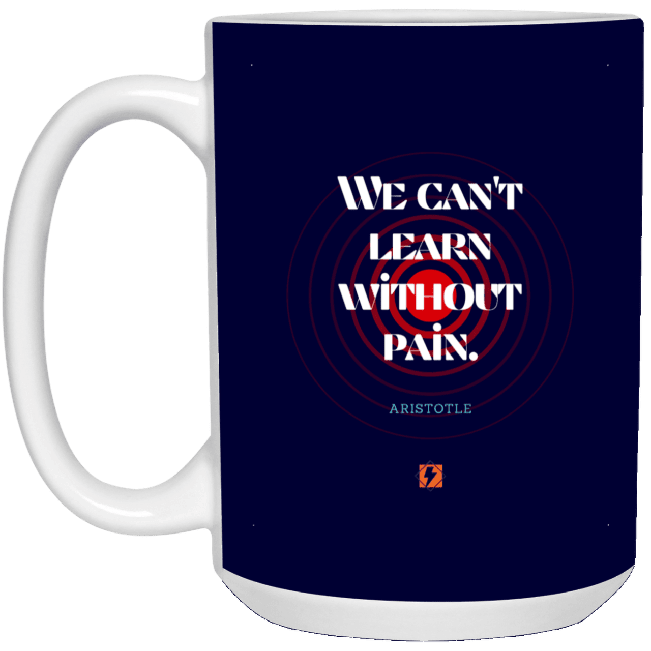 Ceramic Large Mug 15oz with inspiring Aristotle quote: A131 - Learning comes with pain - Color: Forest