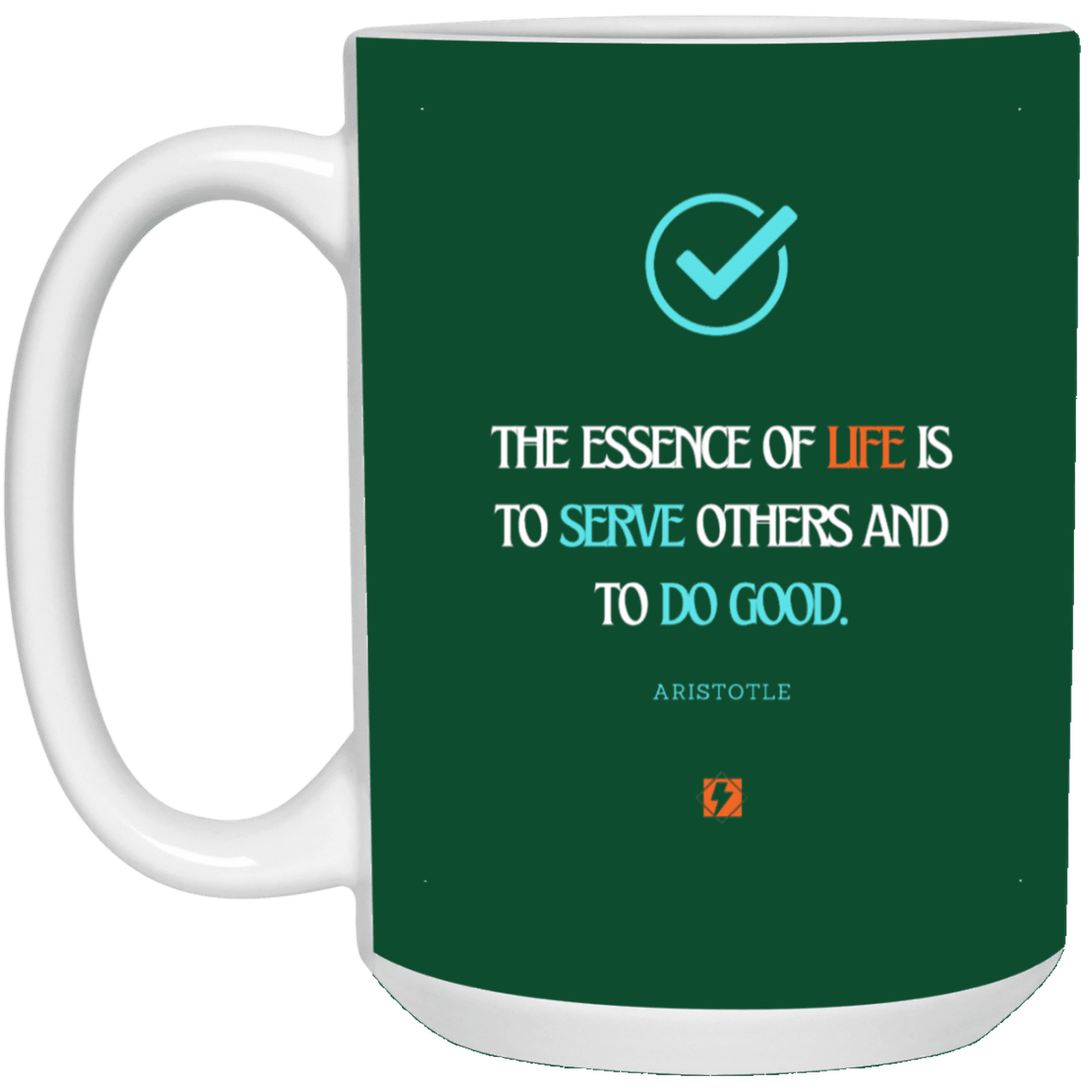 Ceramic Large Mug 15oz with inspiring Aristotle quote: A132 - Life is about serving others - Color: Brown