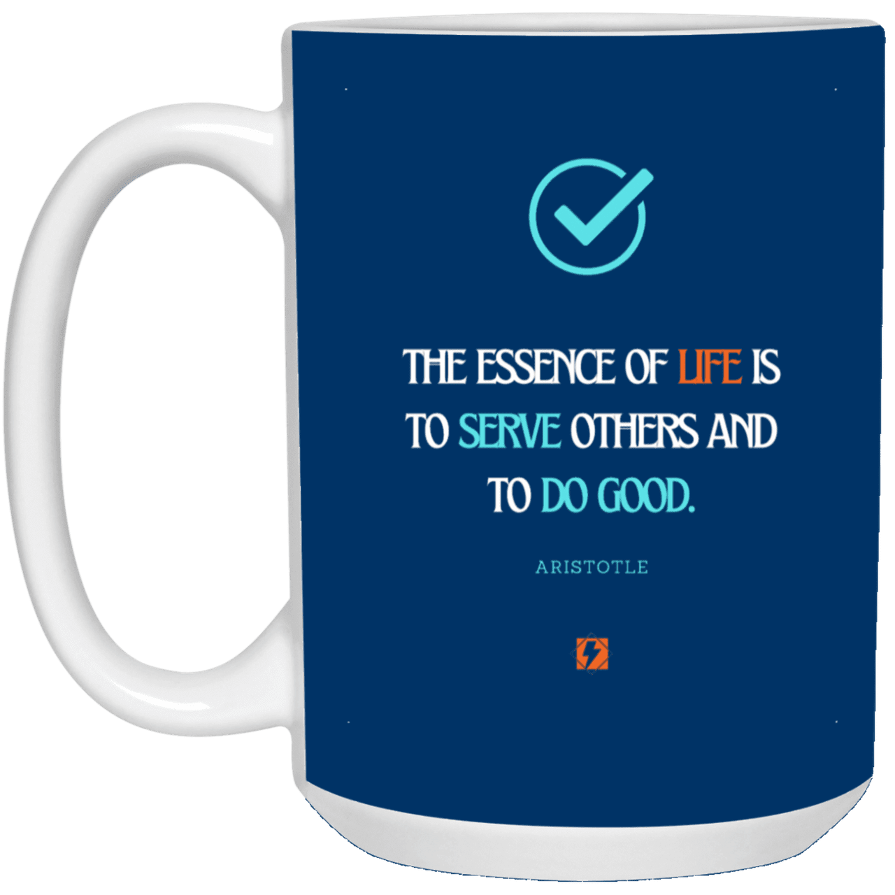 Ceramic Large Mug 15oz with inspiring Aristotle quote: A132 - Life is about serving others - Color: Purple