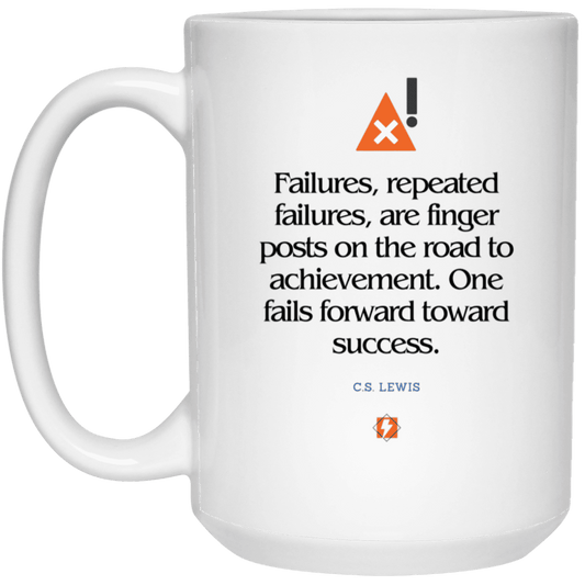 Ceramic Large Mug 15oz with inspiring Lewis quote: CS104 - Failures to Success - Color: Plain White