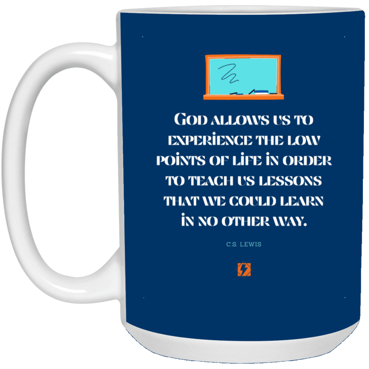 Ceramic Large Mug 15oz with inspiring Lewis quote: CS105 - Lowpoints are lessons - Color: Royal