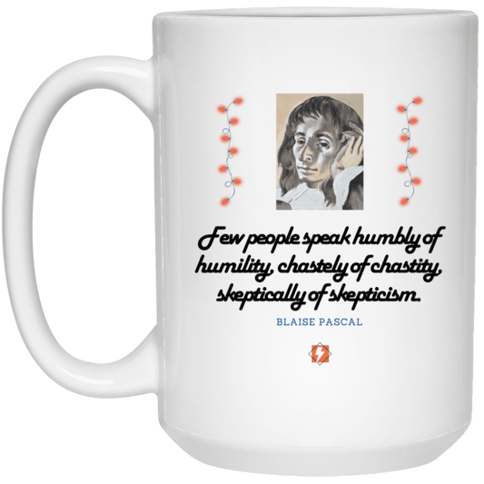 Ceramic Large Mug 15oz with inspiring Pascal quote: BP102 - Self-awareness is a societal lack - Color: Plain White