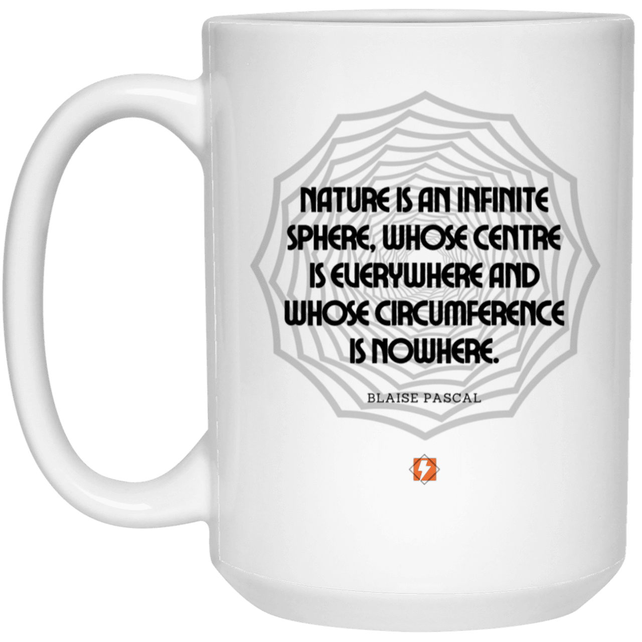 Ceramic Large Mug 15oz with inspiring Pascal quote: BP108 - Nature is unfathomable - Color: Plain White