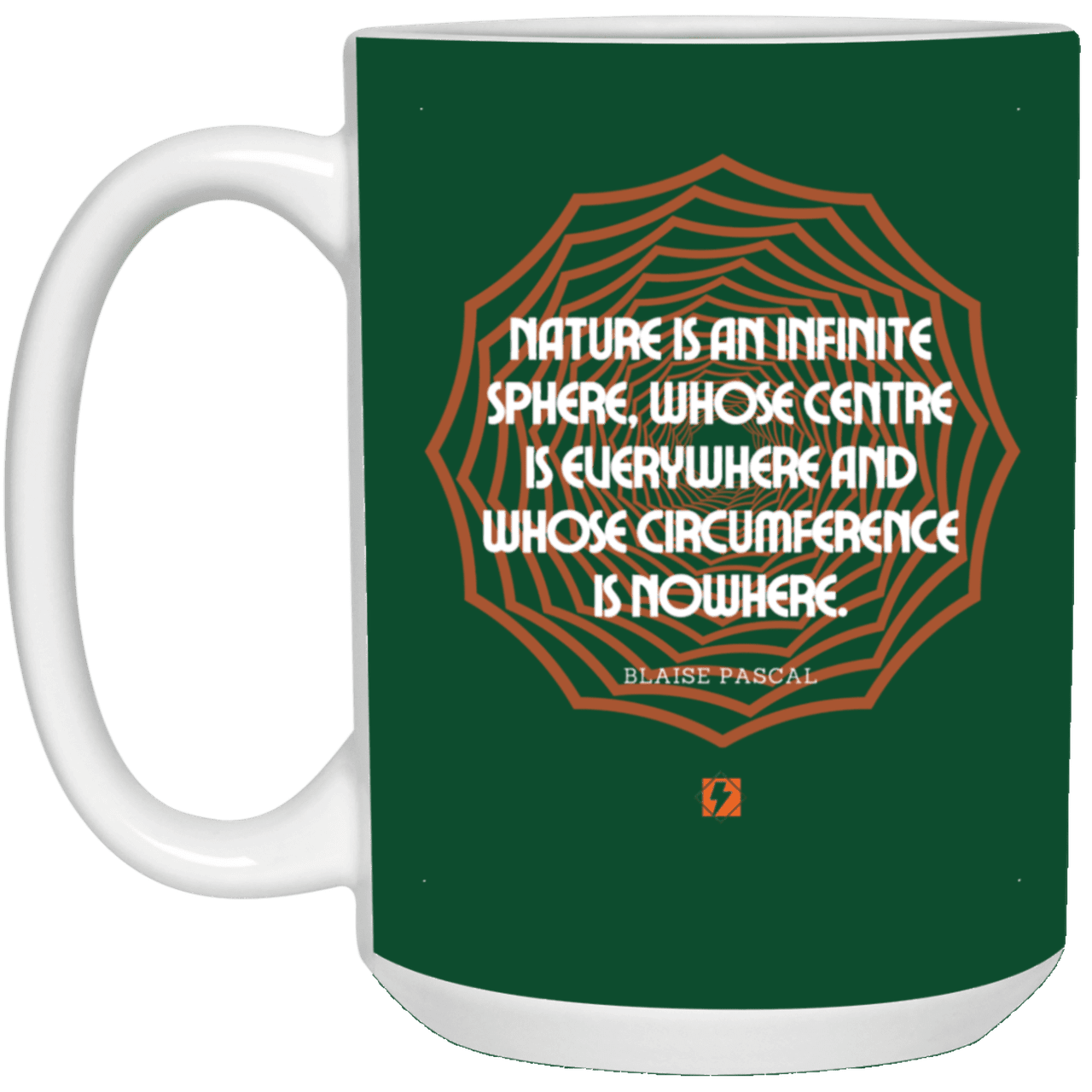 Ceramic Large Mug 15oz with inspiring Pascal quote: BP108 - Nature is unfathomable - Color: Forest