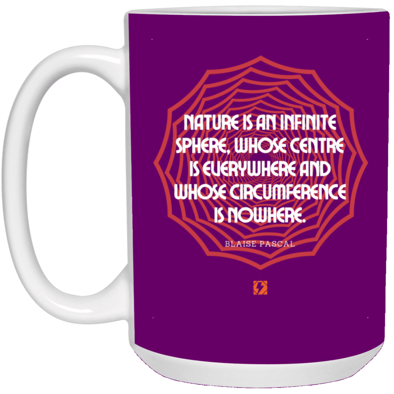 Ceramic Large Mug 15oz with inspiring Pascal quote: BP108 - Nature is unfathomable - Color: Purple