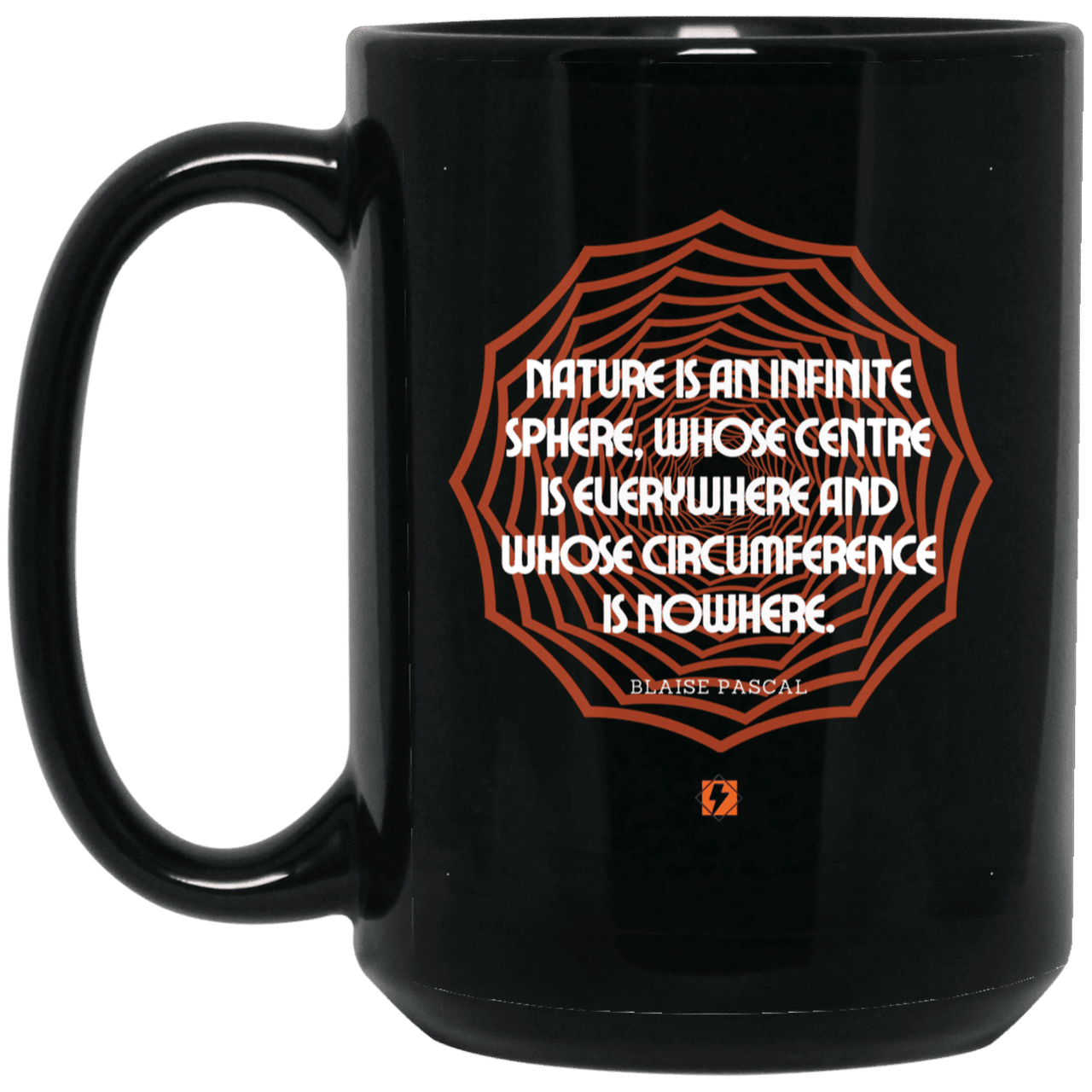 Ceramic Large Mug 15oz with inspiring Pascal quote: BP108 - Nature is unfathomable - Color: Plain Black