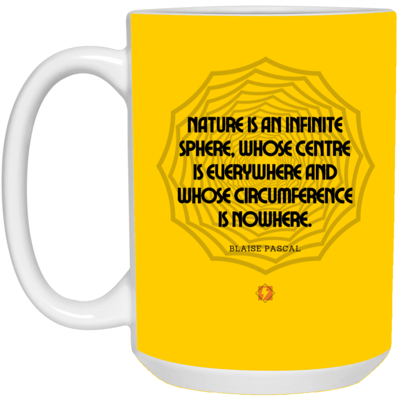 Ceramic Large Mug 15oz with inspiring Pascal quote: BP108 - Nature is unfathomable - Color: Athletic Gold