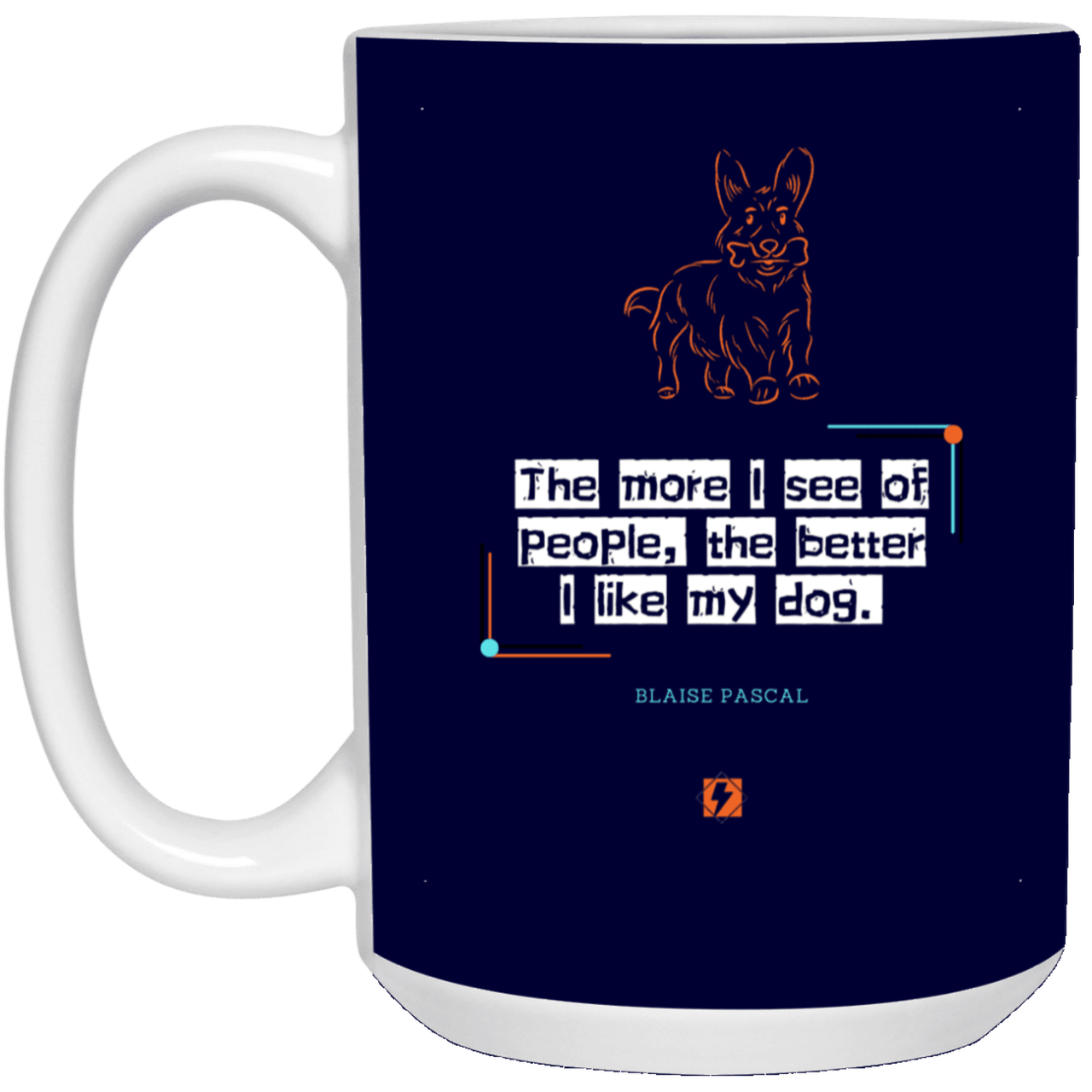 Ceramic Large Mug 15oz with inspiring Pascal quote: BP112 - People vs Pets - Color: Navy