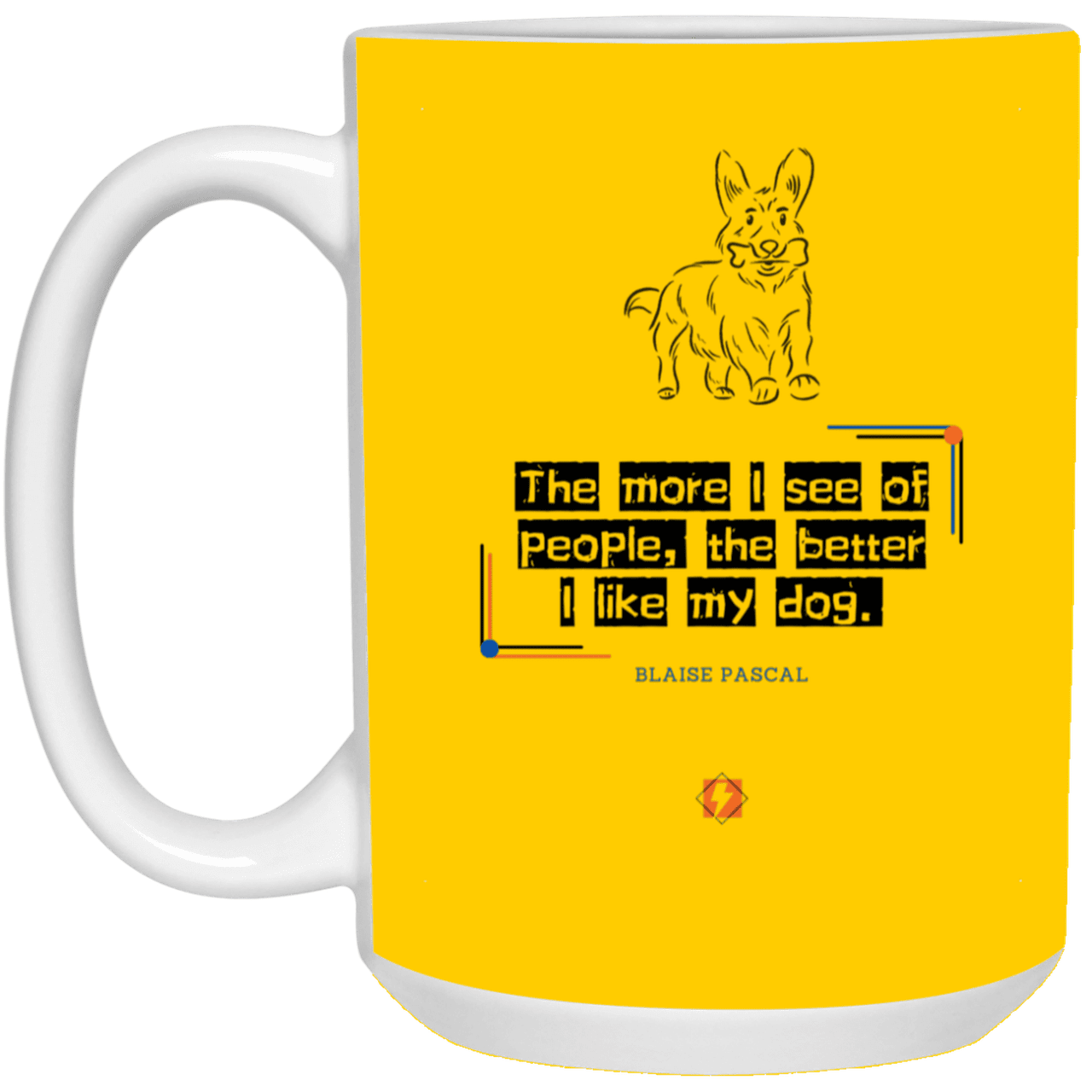 Ceramic Large Mug 15oz with inspiring Pascal quote: BP112 - People vs Pets - Color: Athletic Gold