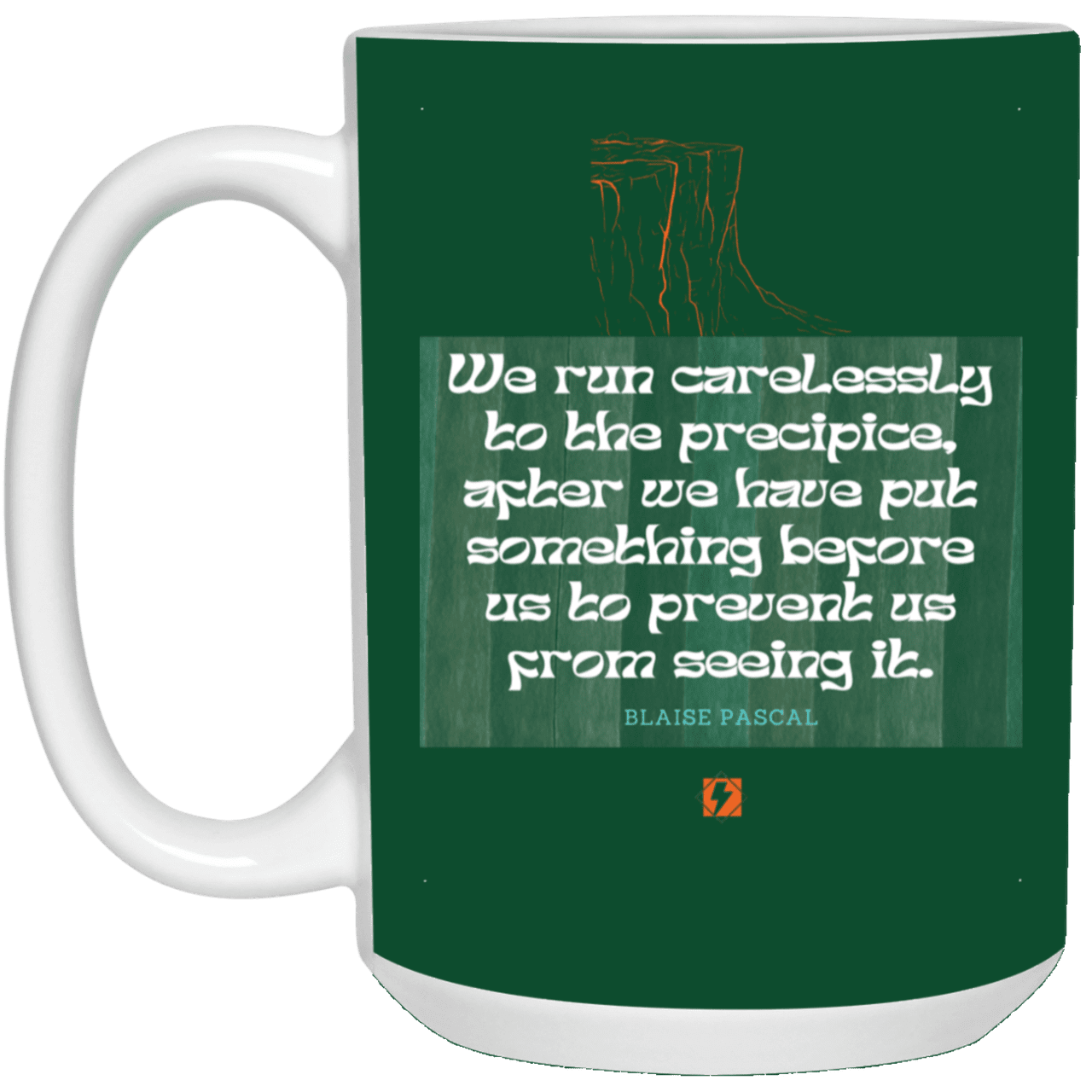 Ceramic Large Mug 15oz with inspiring Pascal quote: BP117 - Making assumptions carry risks - Color: Forest