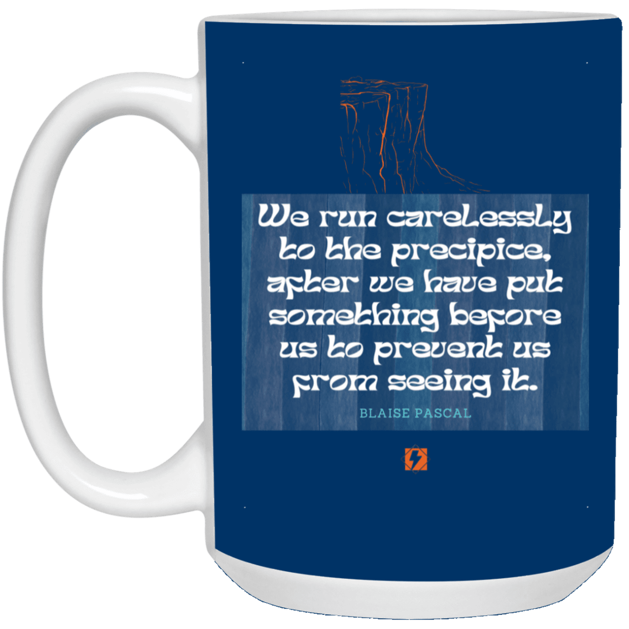 Ceramic Large Mug 15oz with inspiring Pascal quote: BP117 - Making assumptions carry risks - Color: Royal